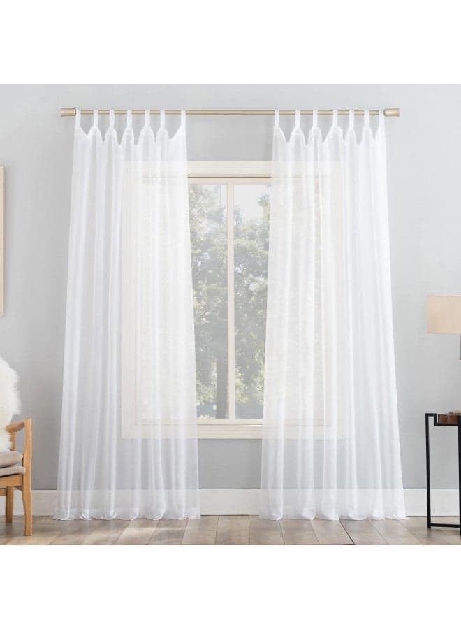 No. 918 Emily Sheer Voile Tab Top Curtain Panel, 59" x 84", White