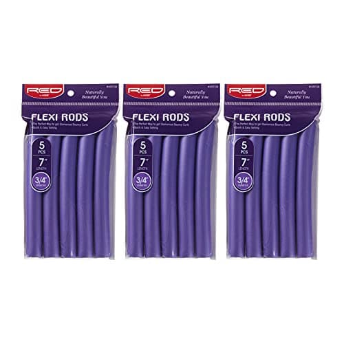 Red by Kiss Flexi Rods 7", 3/4" Diameter - Heatless Hair Curler for 90S Glamorous Bouncy Curls Beach Waves, No Slips, Sleep Styler (5 PCS x 3 PACKS)
