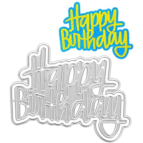 Birthday Metal Cutting Dies Stencil, MIKIMIQI DIY Craft Metal Scrapbooking Dies Cuts Handmade Happy Birthday Embossing Stencils Template for Card Scrapbooking Craft Paper Decor