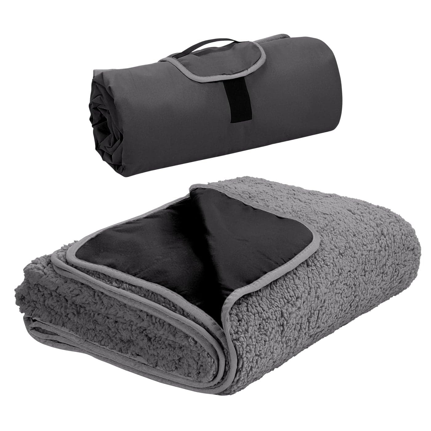 Tirrinia Outdoors Waterproof Throw Blanket, Sherpa Fleece Stadium Windproof Mat for Camping, Picnic, Traveling, Boat, Football - Machine Washable, Black