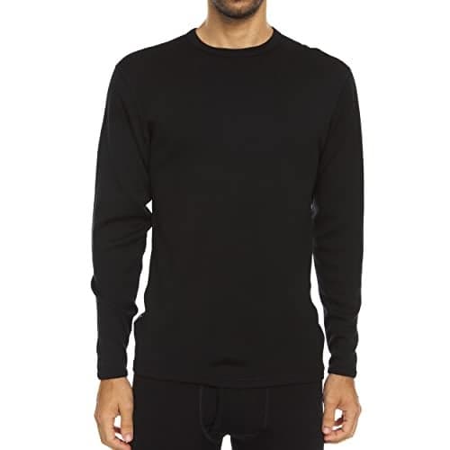 100% Merino Wool Expedition Weight Mens Crew Shirt - Heavy Weight Base Layer Top - Extreme Cold Weather Gear - Black - XX-Large
