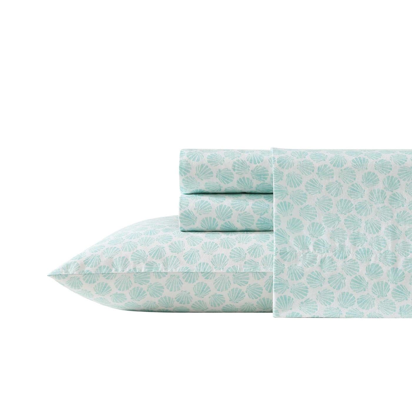 Laura Ashley King Sheets Cotton Percale Bedding Set Lightweight Breathable Home Decor Margate Shells Blue King