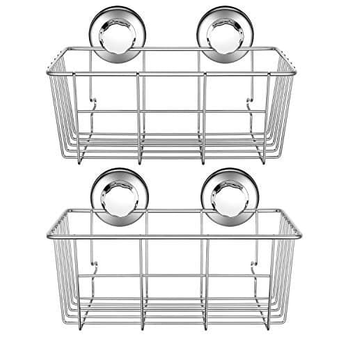 iPEGTOP Suction Cup Deep Shower Caddy Bath Organizer Wall Shelf for Large Shampoo Gel Holder Bathroom Accessories Storage Rustproof 304 Stainless Steel 2Pack