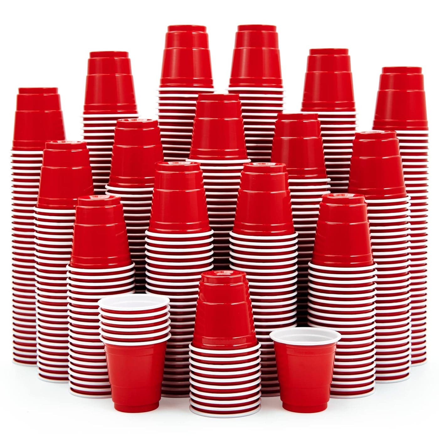 Lilymicky 1080 PACK 2 oz Plastic Shot Glasses Mini Red Disposable Shot Cups for Parties Carnivals and Any Events