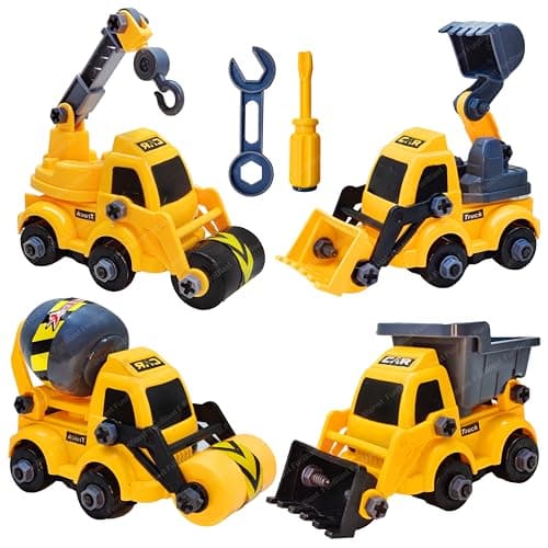 FunBlast DIY Construction Toy - Pack of 4 Truck Toys, Automobile Toys with Screwdriver for Kids, STEM Toys for Children, Vehicles Building & Construction Toy for 3+ Years Old Kids, Boys, Girls
