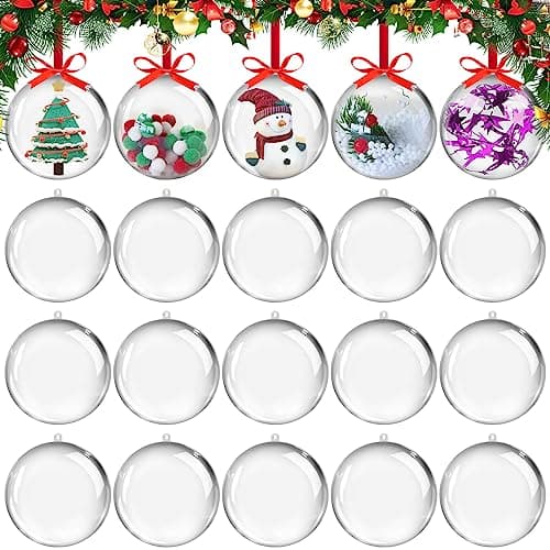 20PCS Christmas Ornaments5CM Clear Plastic Ornaments BallsClear Christmas Ornament for CraftsAcrylic Fillable Xmas Tree Ornament Balls for DIYWeddingParclearty and Valentines Day Small Size
