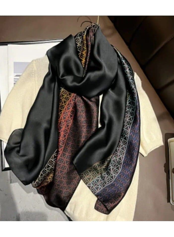 Printed satin scarf, soft silk scarf for women, decorative long satin scarf, versatile 180 * 90 cm