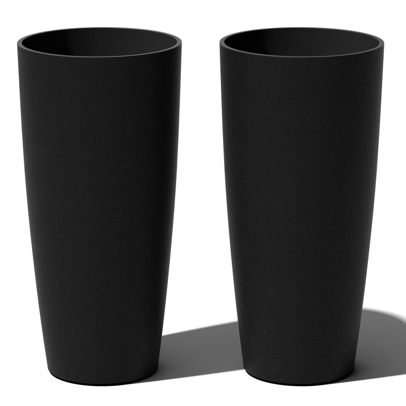 Veradek Mason Series Vega Planter Round Tall Planter for Indoor or Outdoor PorchPatio Made from PlasticStone Composite with Drainage Holes Modern Dcor for Flowers Interior Plants
