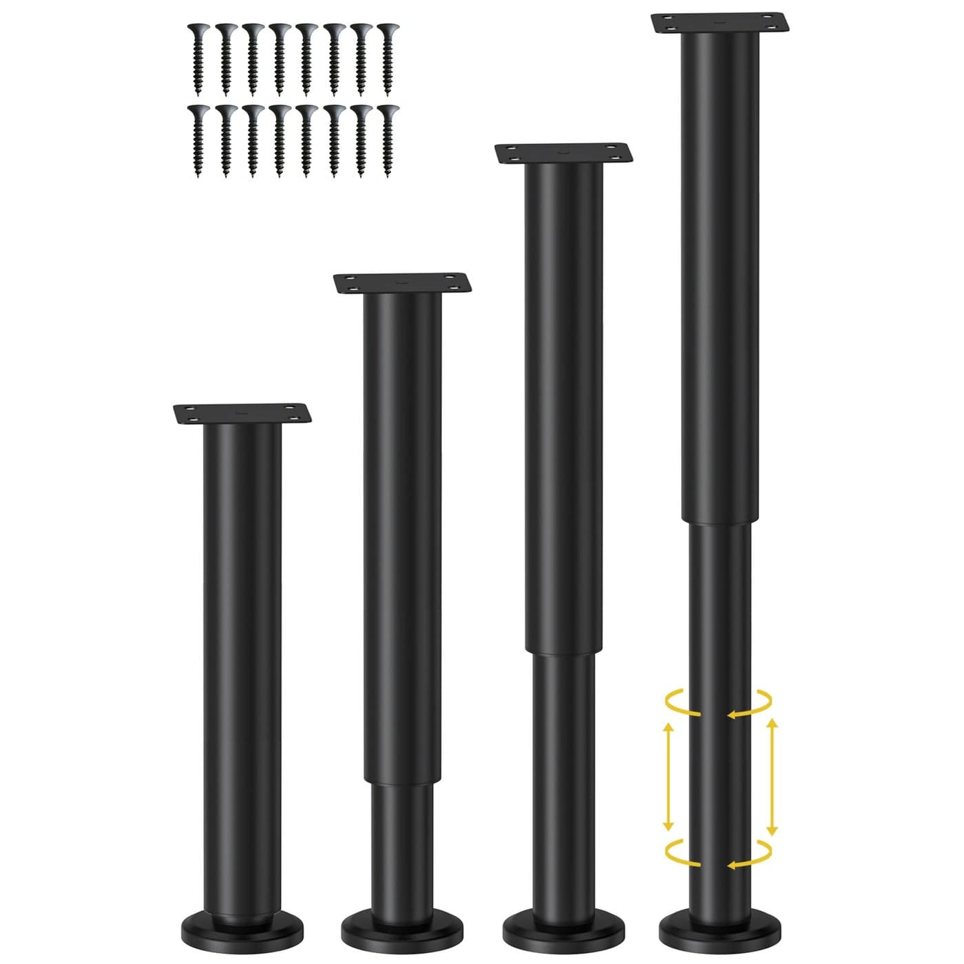 Wlrrcwdttc 4 Pcs Adjustable Height Bed Support Legs for Bed FrameBed Center Slat Metal Adjustable Furniture Legs 1017 inch for BedSofaCabinetCouchDresserTableHeavy Duty Bed Replacement Legs