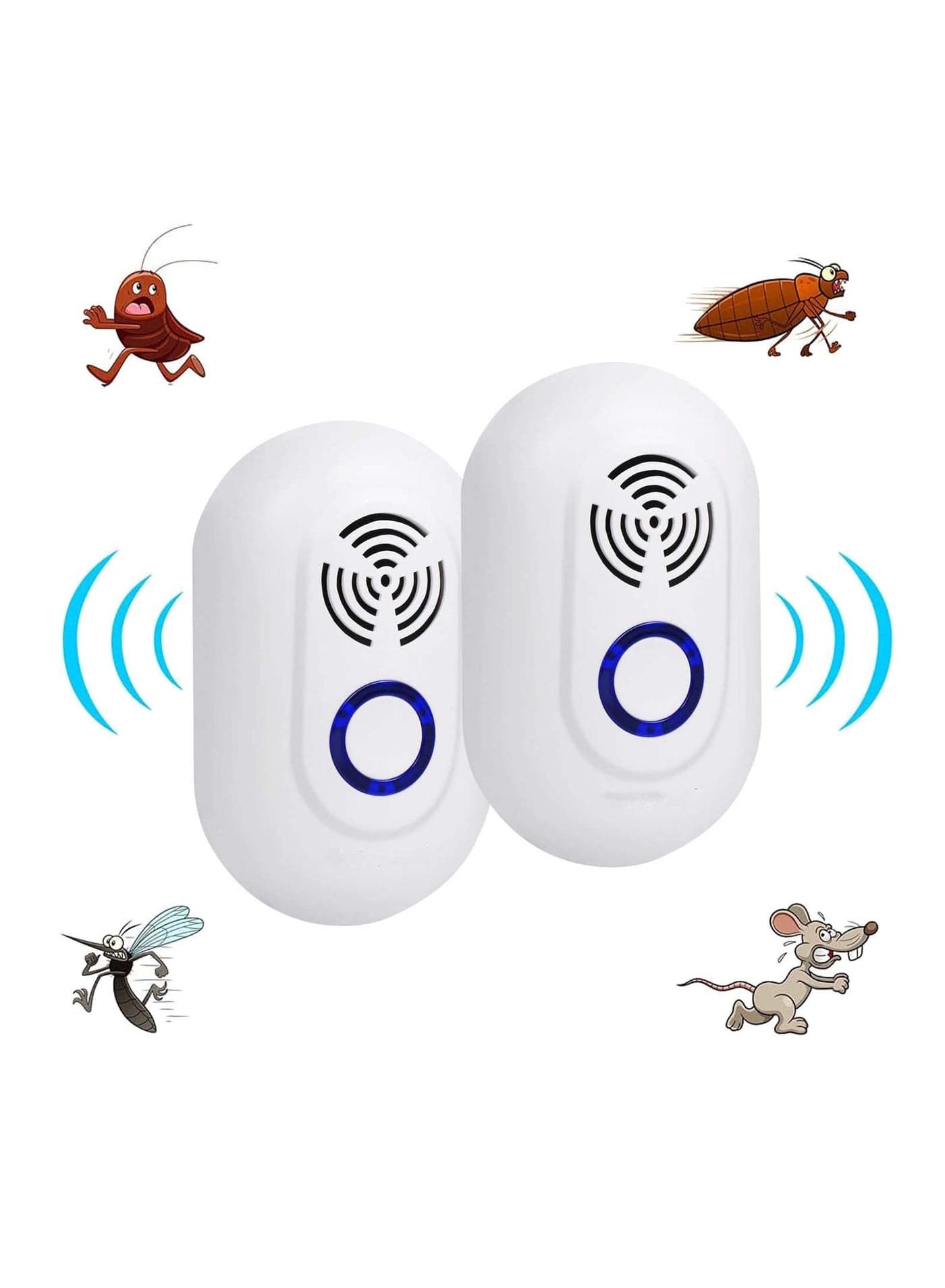 2 Pcs Ultrasonic Pest Repeller Electronic Mouse Repellent Indoor Electronic Repellent Plug in Pest Control for Mice Cockroaches Ants Fly Mosquitoes Rodent Harmless to Pets and Human