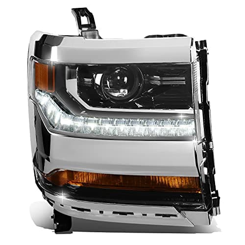 DNA MOTORING OEMHL0112L Black Housing Amber Reflector Headlight Lamp Compatible with 1619 Chevy Silverado 1500 Passenger Side Fit Models with HID Headlights Only