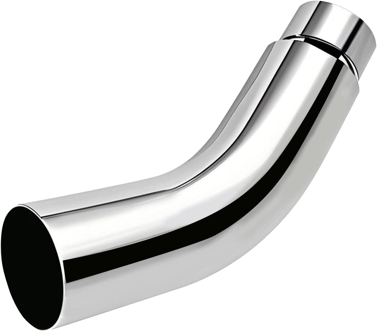 Floshine Diesel Exhaust Elbow Tip, 4" Inlet/6" Outlet X 23" Long, Chromed Steel Side Exit Exhaust Tip