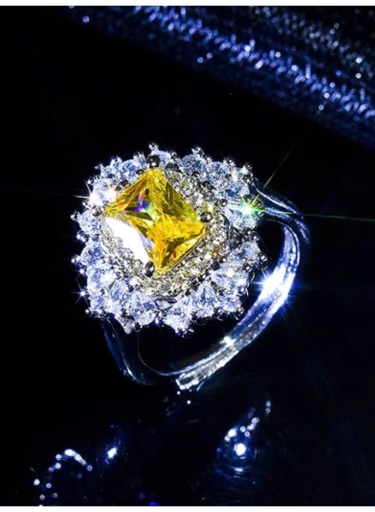 Two Tone Brilliant Full Diamond White Gold Yellow Diamond With Adjustable Opening