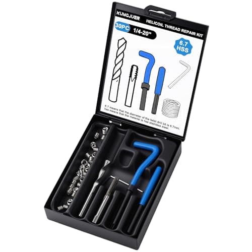 KUNGJUER 30PC SAE Helicoil Thread Repair Insert Kit 1420 inch Rethread