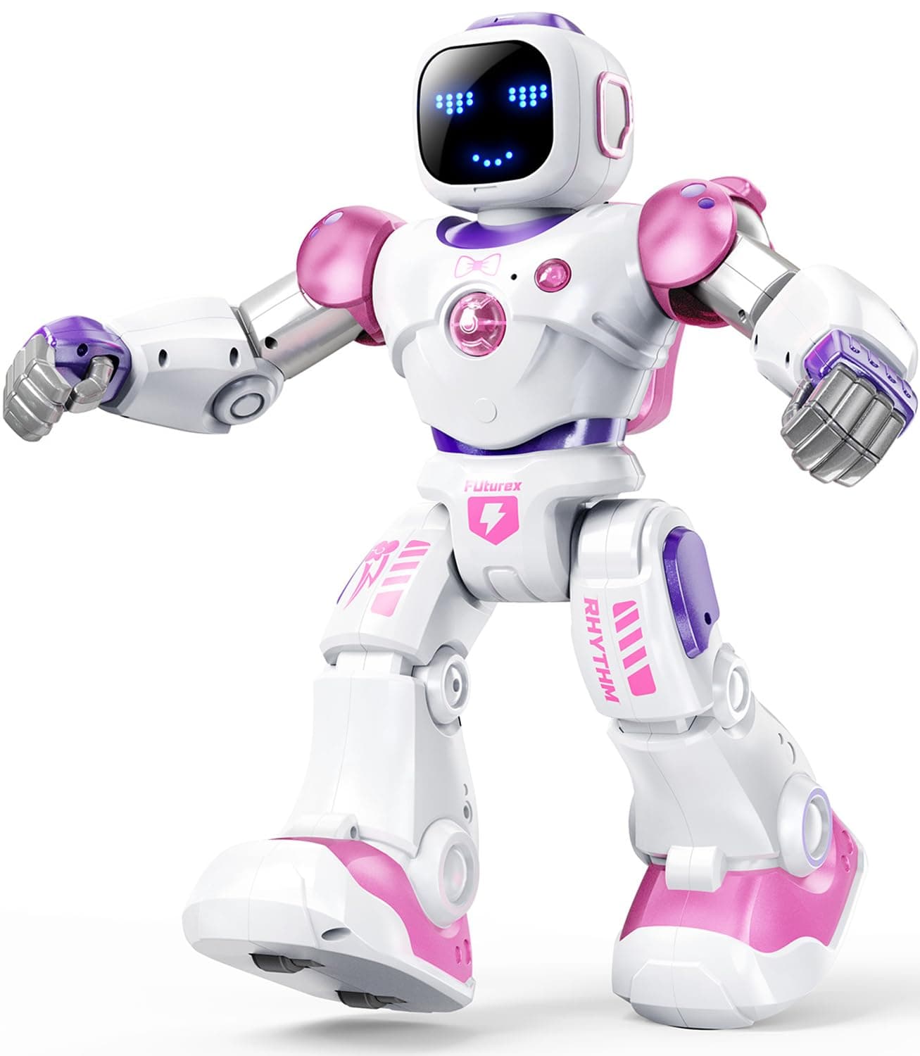 Ruko 1088 Smart Robot Toys for Kids Large STEM Programmable Interactive RC Robot with Voice Control App Control Gifts for Boys Girls Age 4 5 6 7 8 9 Pink