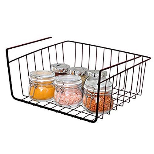 Go Hooked 12 Inch Under shelf Basket | Under Cabinet Storage Organizer | 1 Pc Black | Space Saving, Versatile, Heavy Duty, Sleek, Sturdy, Efficient, Compact and Durable Basket