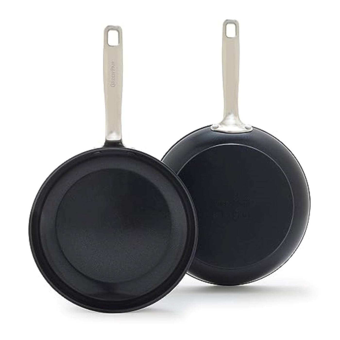 GreenPan Chatham Prime Midnight Hard Anodized Healthy Ceramic Nonstick 10 and 12 Frying Pan Skillet Set PFASFree Dishwasher Safe Oven Safe Black