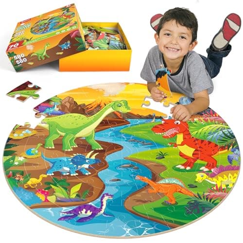 SYNARRY Floor Puzzles for Kids Ages 46 Large 70 Piece Dinosaur Puzzles for Toddlers Ages 24 Dinosaur Puzzles for Kids 48 Preschool Toys Gifts for 3 4 5 6 7 8 Years Old Toddlers Boys Girls Child