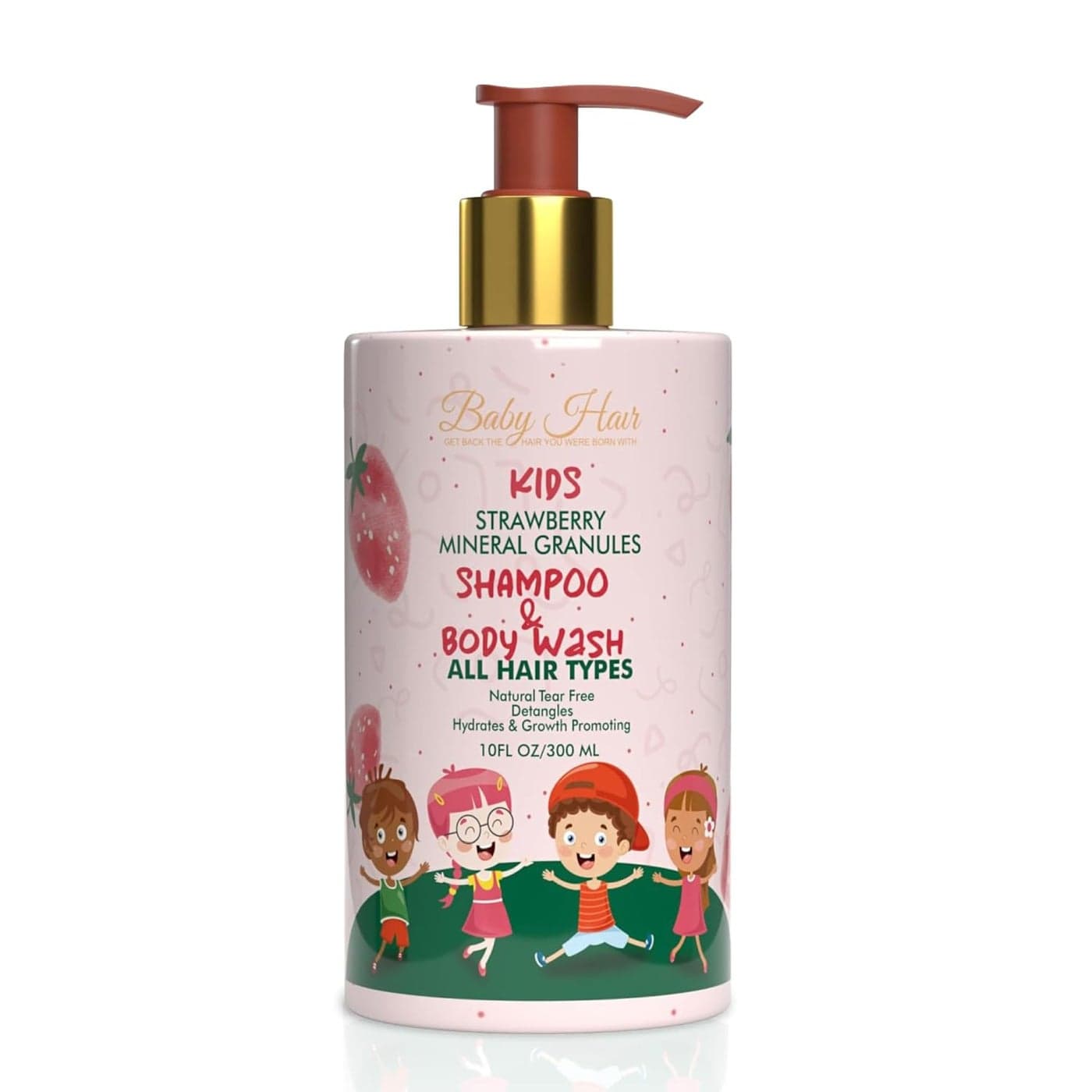 Baby Hair Strawberry Mineral Kids ShampooBody Wash SulfateFree Kids Tearless Shampoo and Body Wash Shampoo For Kids with Strawberry Oil Camellia Oil and Biotin No Tears Shampoo 10 floz