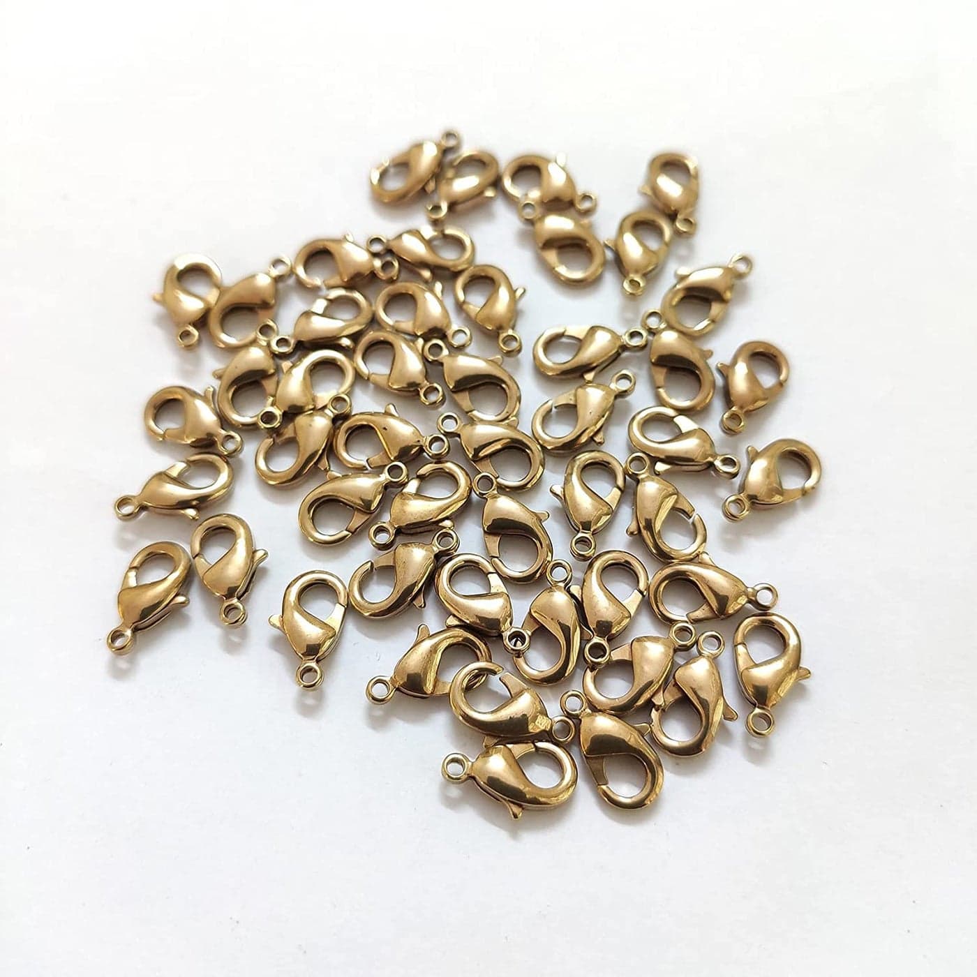 12mm Jewellery Making Special Lobster Clasps Claw Hooks for Necklace and Bracelet Natural Brass ColorFindings Fasteners Pack of 100 PCS