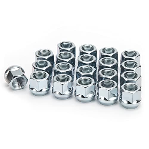 KSP 12mmx1.5 Open Lug Nuts fit Hon-da Accord Civic, 20pcs M12x1.5 Zinc Open Ended Nuts with 19mm(3/4") Hex 21mm (0.83")H for Hummer H3, Aftermarket Bulge Open Lugnuts for Wheel Spacer with 12x1.5 Stud