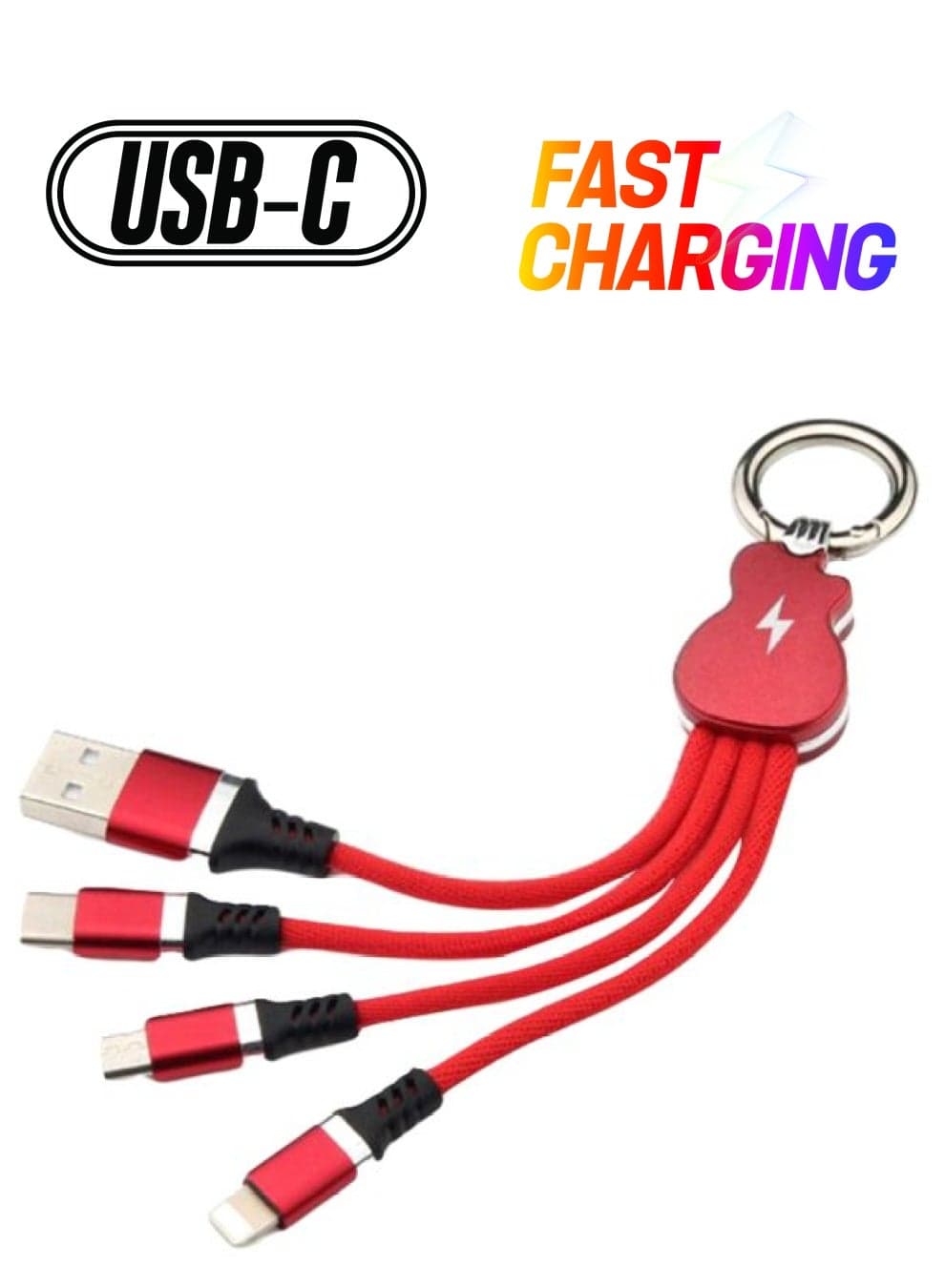 3-In-1 Data Sync And Charging Cable Red/Black/Silver