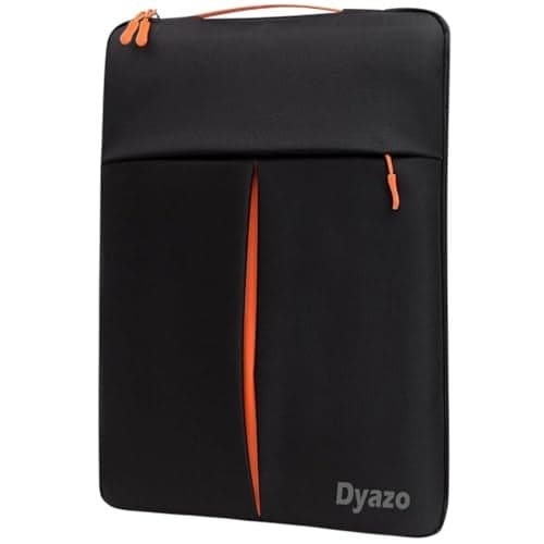 Dyazo Laptop Sleeve Bag 15.6 Inch | Protective Case Cover with Handle & Front Accessories Pocket | Sleeve Bag Compatible for MacBook, Lenovo, HP, Acer, ASUS, Dell & Other Notebooks (Black & Orange)