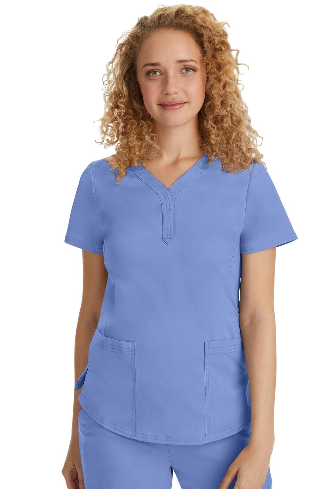 Healing Hands Scrubs for Women Y-Neck Jane Modern Fit, Triple Stitch Detail, 2 Pockets, 2-Way Stretch & Shirttail Hem - 2167, XS, Ceil
