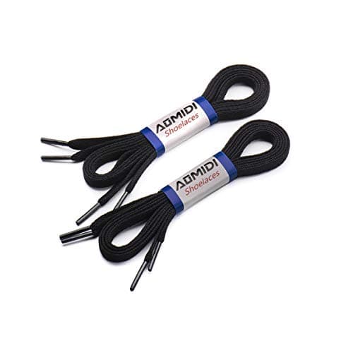 AOMIDI 2 Pair Flat Shoelaces 5/16" for sneakers and converse shoelaces replacements (27" inches (69 cm), Black)