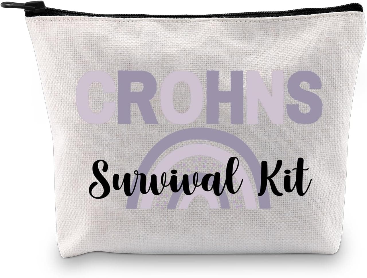 G2TUP Crohns Disease Awareness Gift Crohns Survival Kit Makeup Bag Colitis Warrior Cosmetic Bag Chronic Illness Gift Purple Ribbon Gift (Crohns Survival Kit MB)