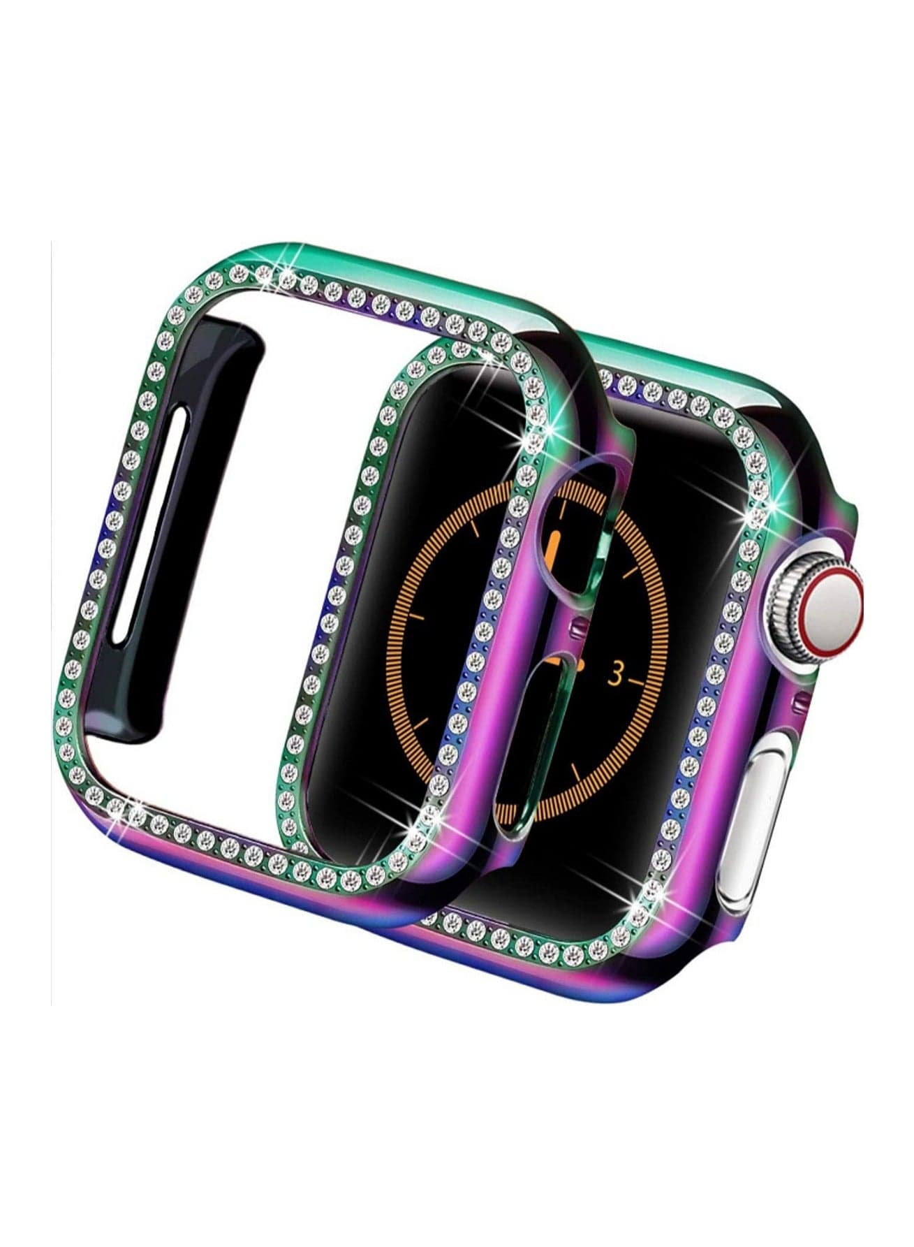 Colorful Single Row Diamond Hollow Suitable For Apple Watch 44mm (456/Se Universal) Hard Protective Case, Shockproof