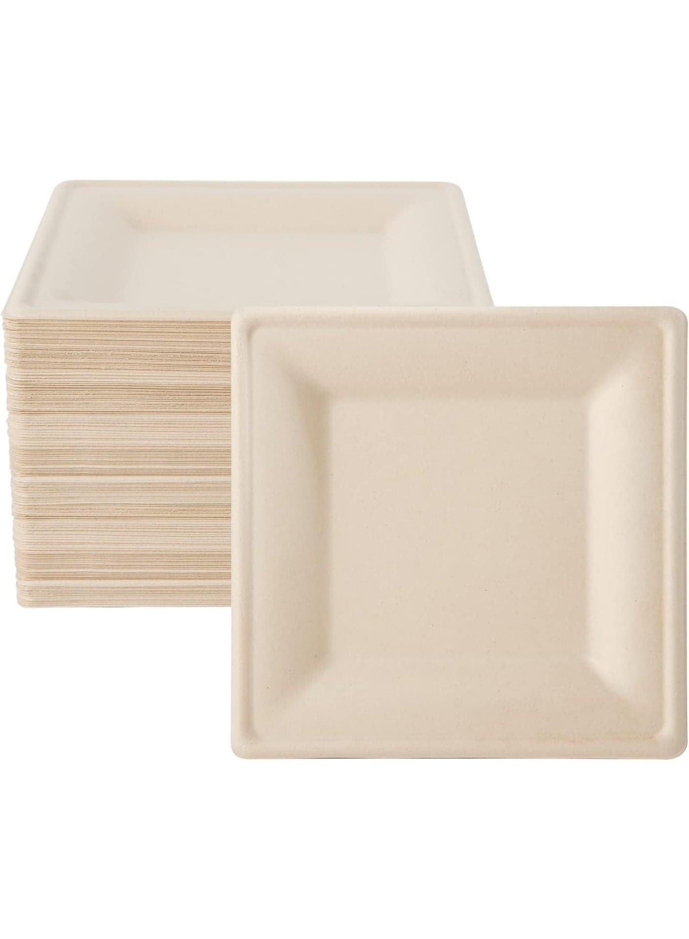 125 Pack Compostable Square Plates, 6 inch Disposable Paper Plates, Eco-friendly Heavy Duty Biodegradable Sugarcane Plates