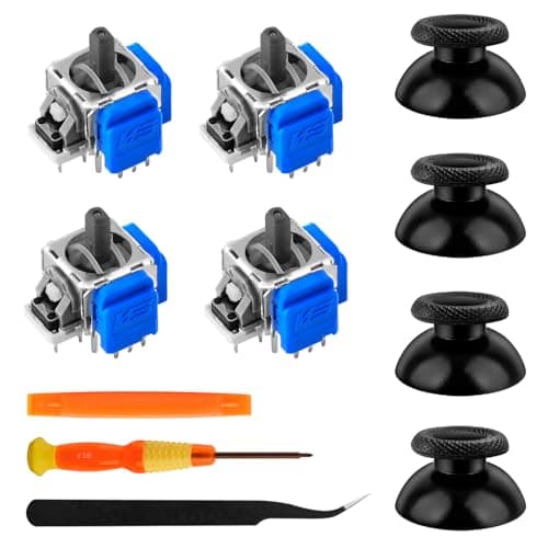 TOMSIN TMR Electromagnetic Joysticks Replacement for Playstation 5 Controller, 4 Pack Anti-Drift magnetic Resistance Stick repair kit for PS5 Controller(Blue)