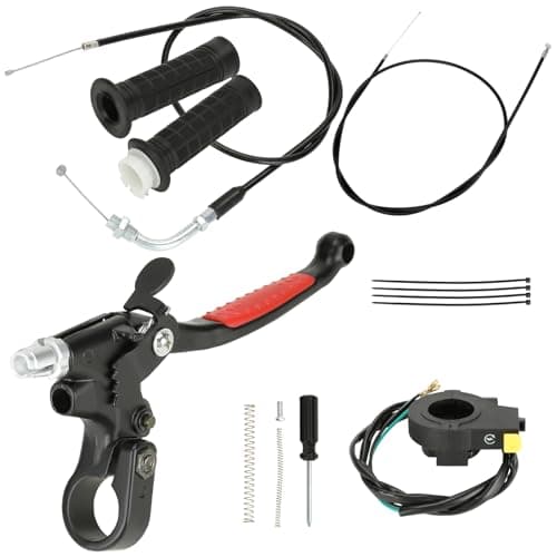 CILOYU Motorized Bike Throttle Cable Handle Grip Assembly Clutch Lever Kit Compatible with 2 Stroke Engine 80cc 100cc 66cc 49cc 50cc Gas Motor Motorized Bike Bicycle Parts with 78 22mm Handlebar