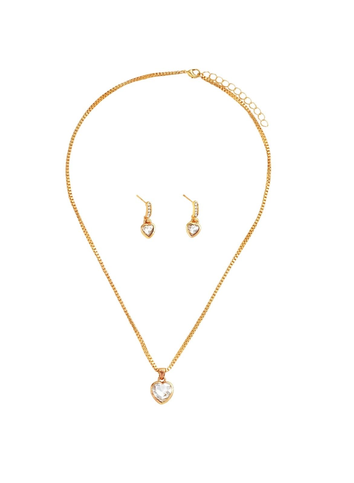Elegant Heart Crystal Jewelry Set Necklace & Earrings