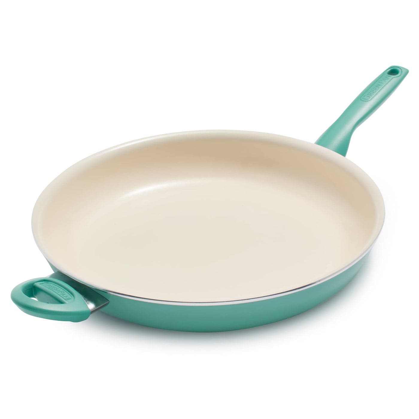 GreenPan Rio Healthy Ceramic Nonstick 135 Frying Pan Skillet with Helper Handle PFASFree Dishwasher Safe Turquoise