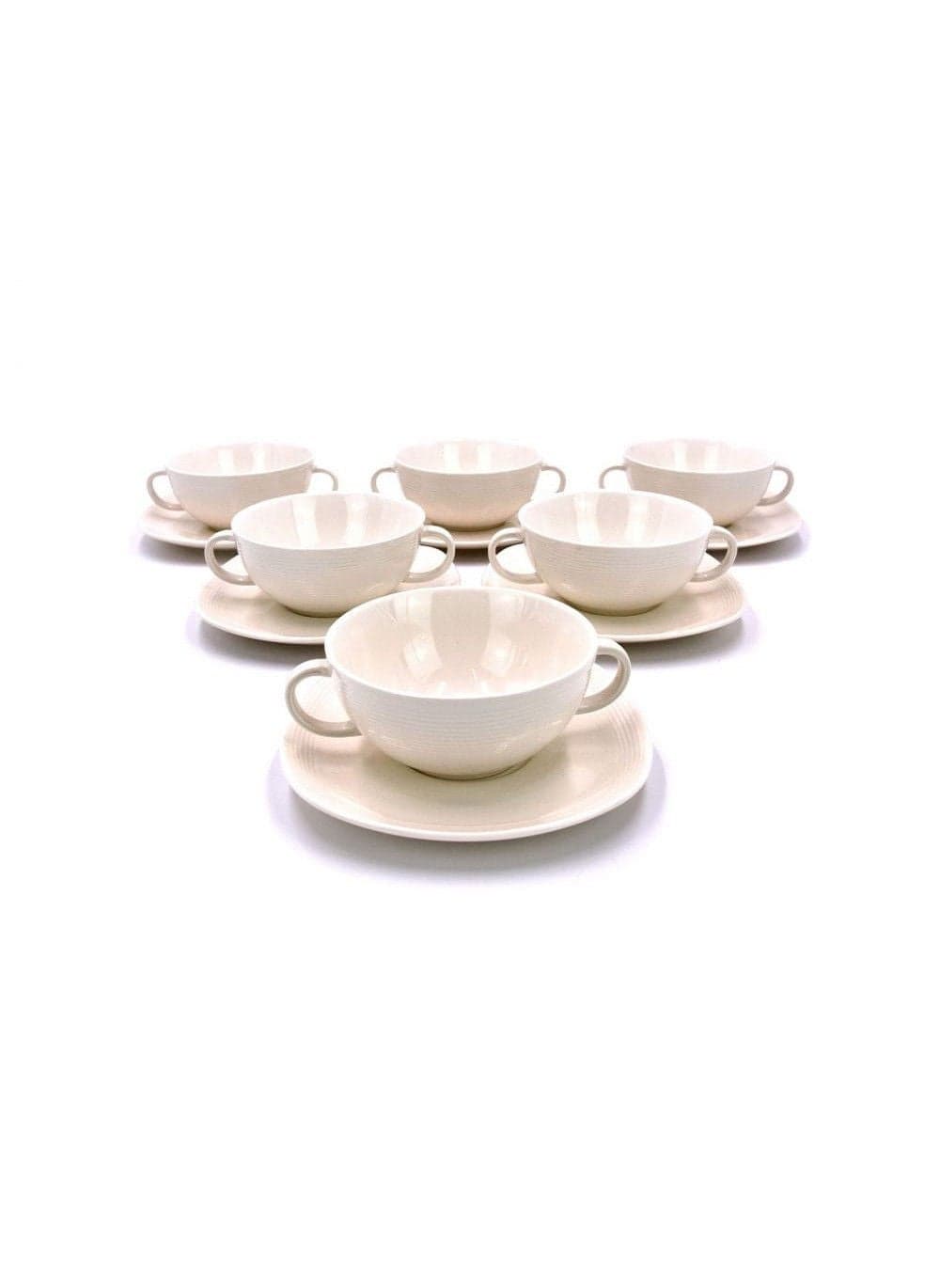 12-Piece Soup Cup & Saucer Set – 425cc Porcelain Cups with Saucers | Elegant White, Microwave & Dishwasher Safe