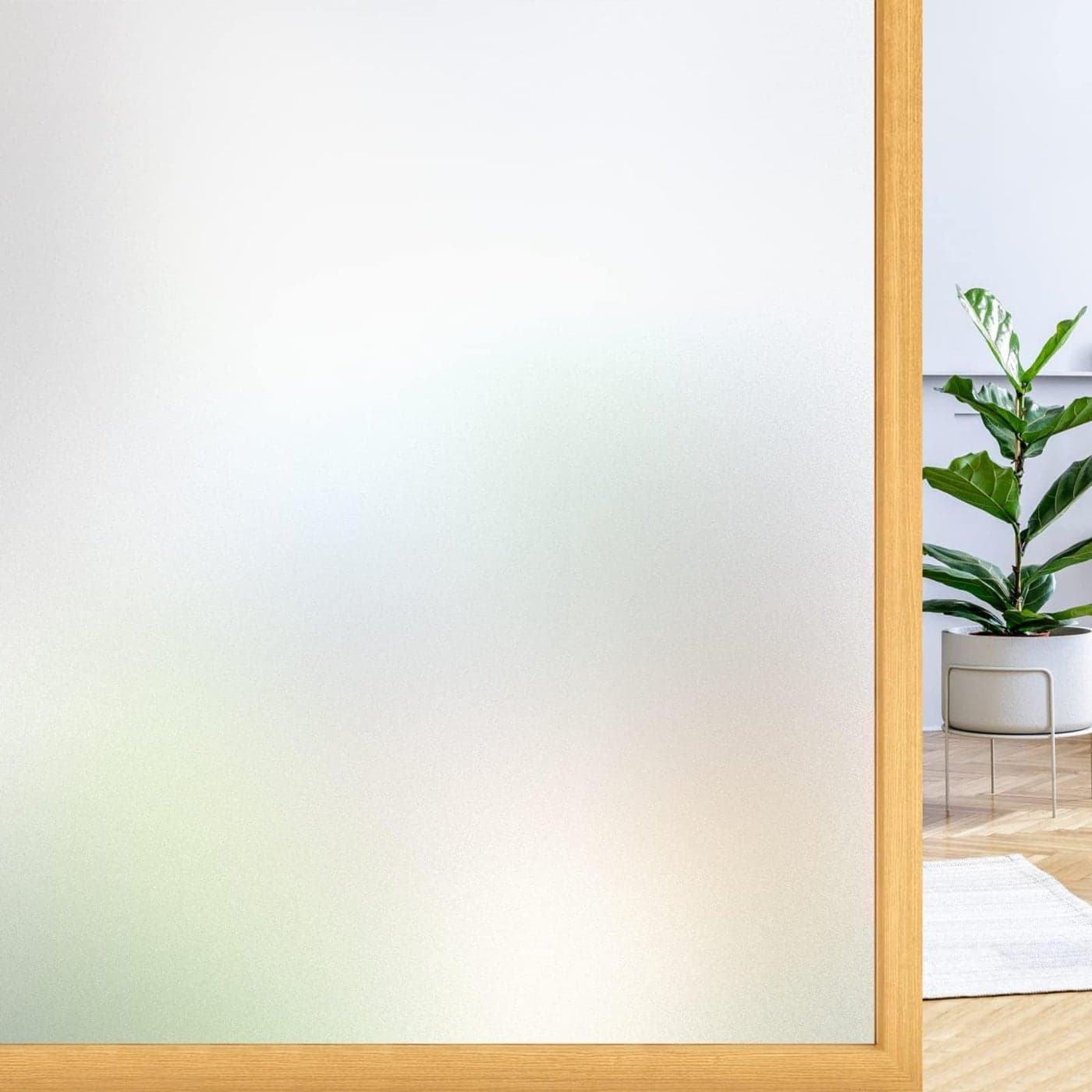 rabbitgoo Window Film Privacy Film for Glass Windows Frosted Glass Sticker Self Adhesive Roll Static Cling without Glue Removable Opaque Coverings Anti UV for Bathroom Home Office Matt 90x400 cm