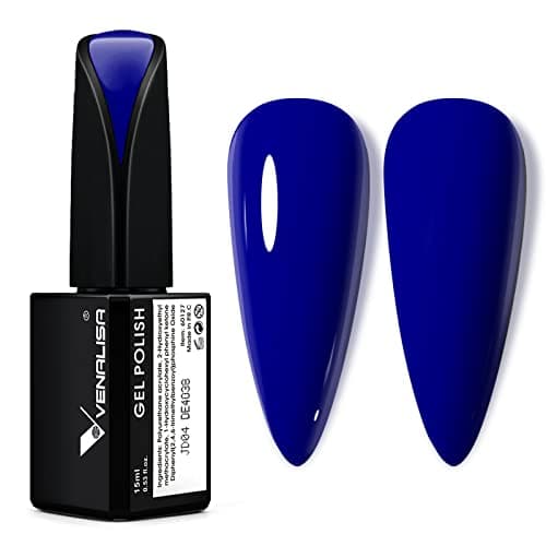 VENALISA 15ml Royal Blue Gel Nail Polish, Navy Blue Gel Polish Dark Deep Cobalt Blue Color Soak Off UV LED Nail Gel Polish Nail Art Starter Manicure Salon DIY at Home, 0.53 OZ