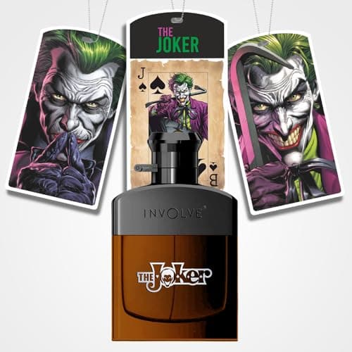 Involve Your Senses - The Joker Car Perfume Spray with 3 Hanging Cards | DC OFFICIAL MERCHANDISE from Warner Bros | Freshen Up Your Car with Strong Aquatic Notes - WBSPRO2-50ml | Car Air Freshener