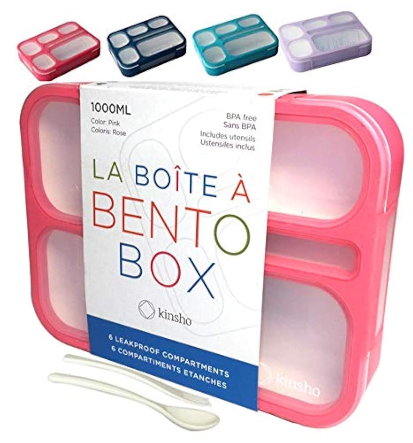 BentoBox Lunchbox Containers for Kids Girls Toddler Women 6 Compartment Leakproof School Portion Container Kit Meal or Snack Boxes for School Daycare Travel BPAFree Pink