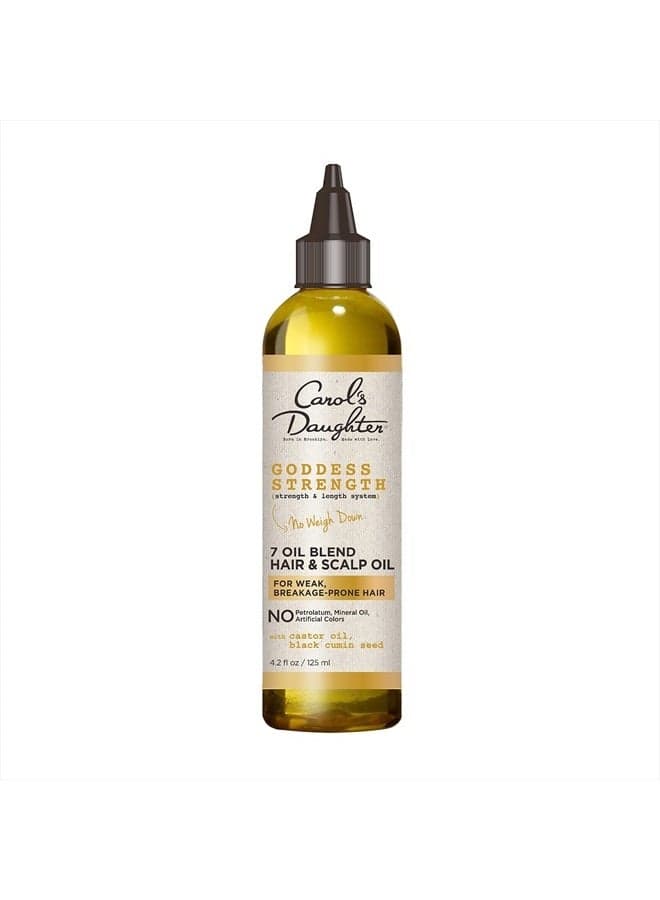 Goddess Strength 7 Oil Blend Scalp & Hair Treatment Oil to Strengthen & Lengthen Curls – with Castor Oil, Olive Oil, Jojoba Oil - For Wavy, Curly, Coily, Natural Hair, 4.2 fl oz