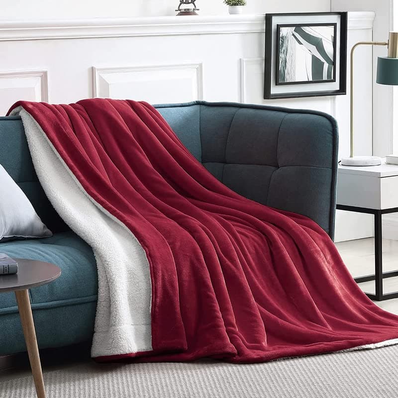 BSB HOME Sherpa Fleece Blanket Single Size Winter Super Soft Extra Warmest and Heavy Thick Winter 500GSM Bed Blankets for Couch Sofa Bed, 60" X 90" (Red)