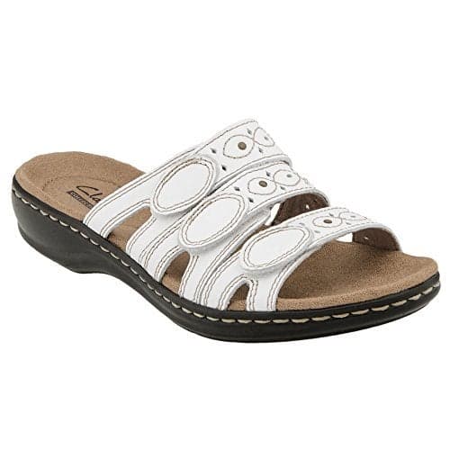 Clarks womens Leisa Cacti Slide Sandal, White Leather, 8.5 Wide US