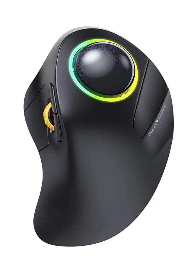 Wireless Index Finger Trackball, EM03 Wireless Bluetooth Trackball Mouse Rechargeable Ergonomic RGB Backlit Rollerball Mice for Windows Mac iPad