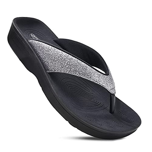 AEROTHOTIC Comfy Flip Flops for Women, Crystal Grey, Size 11