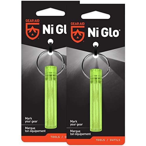 GEAR AID Ni Glo 2” UV Rechargeable Glowing Keychain – Multi-Purpose Glow-in-the-Dark Accessory for Camping, Scuba Diving, Night Fishing, Hiking, Emergency Kits, and Everyday Use, Yellow, 1 Pack