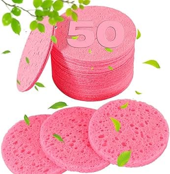 METUUTER 50 PCS Compressed Facial Sponges for Estheticians 100 Natural Cellulose Face Sponge Professional Cosmetic Spa Sponges for Face Cleansing Massage Pore Exfoliating Mask Makeup Removal