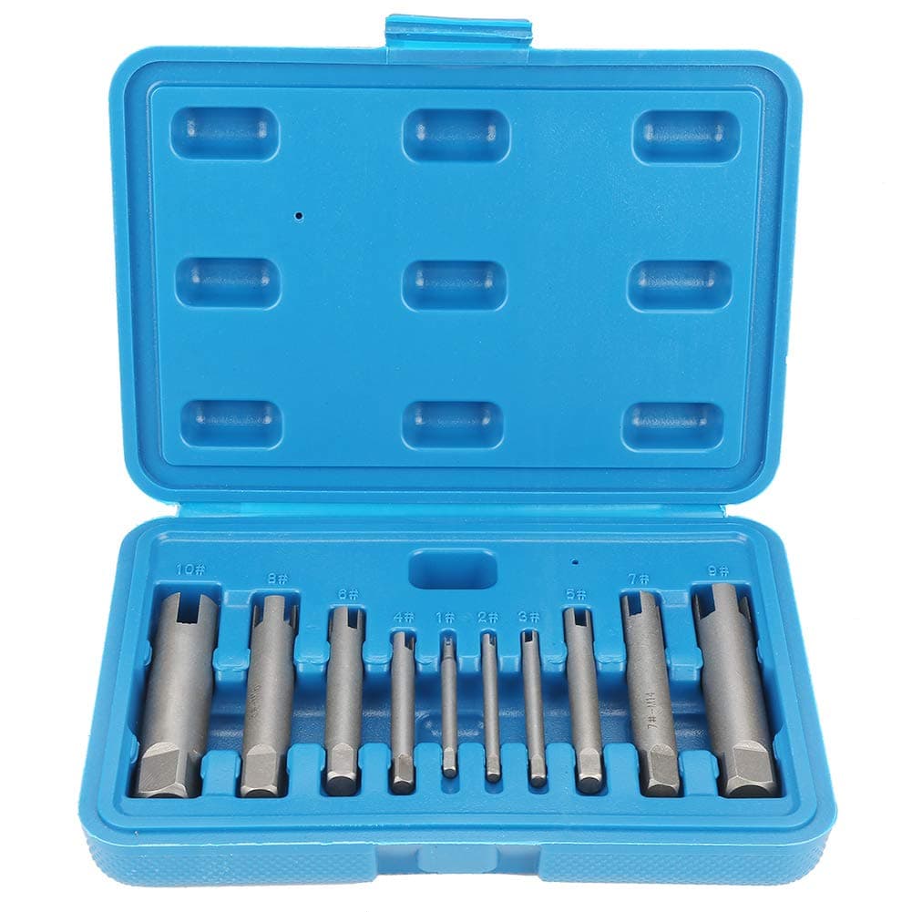 10 Pcs Tap Extractor Set Broken Head Screw Remover Steel Screw Remover Tool 3 Types