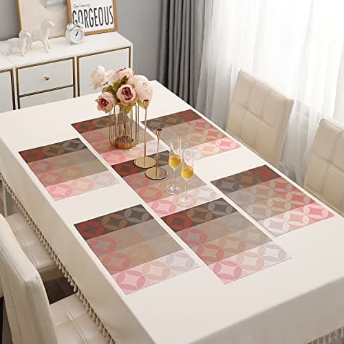 HOKIPO PVC Placemats with Table Runner for Dining Table 4 Seater (AR2350)